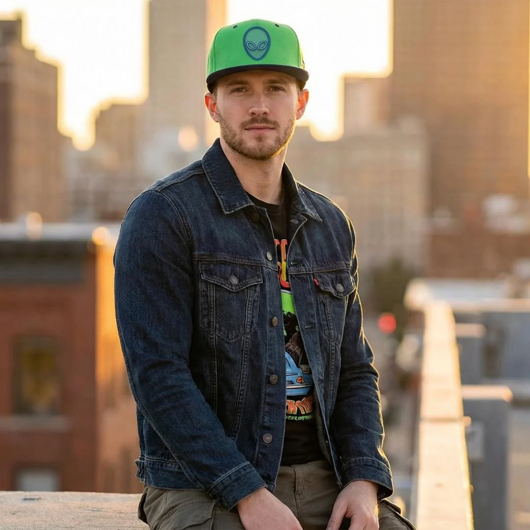 Alien Attack Snapback - Neon Green/Dark Blue - Image 3