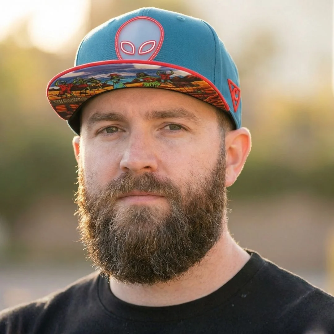 Alien Party Snapback - Blue/Red & Clear Rubber Logo - Image 2