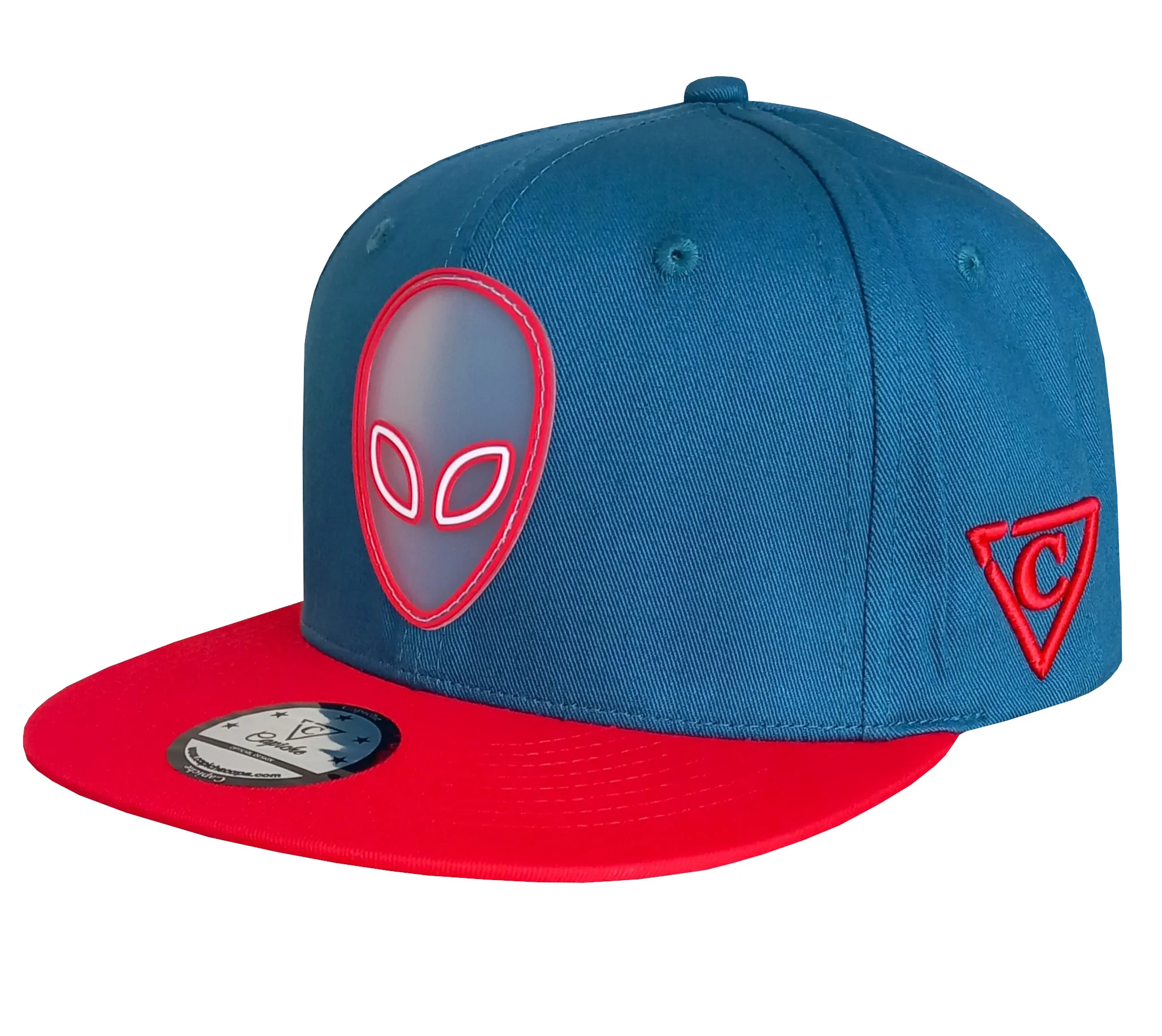 Alien Party Snapback - Blue/Red & Clear Rubber Logo - Image 8