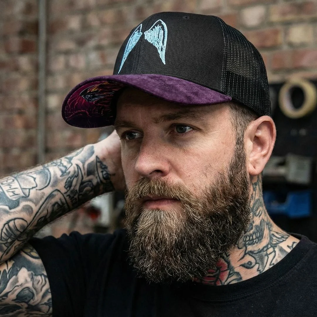 Angels of Death Trucker Cap - Black/Purple Suede - Image 4