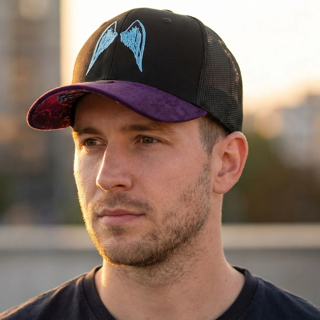 Angels of Death Trucker Cap - Black/Purple Suede - Image 7