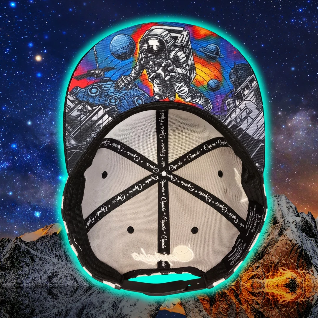 Astronaut in Space Snapback -  Checkered Pattern Black/Grey - Image 10