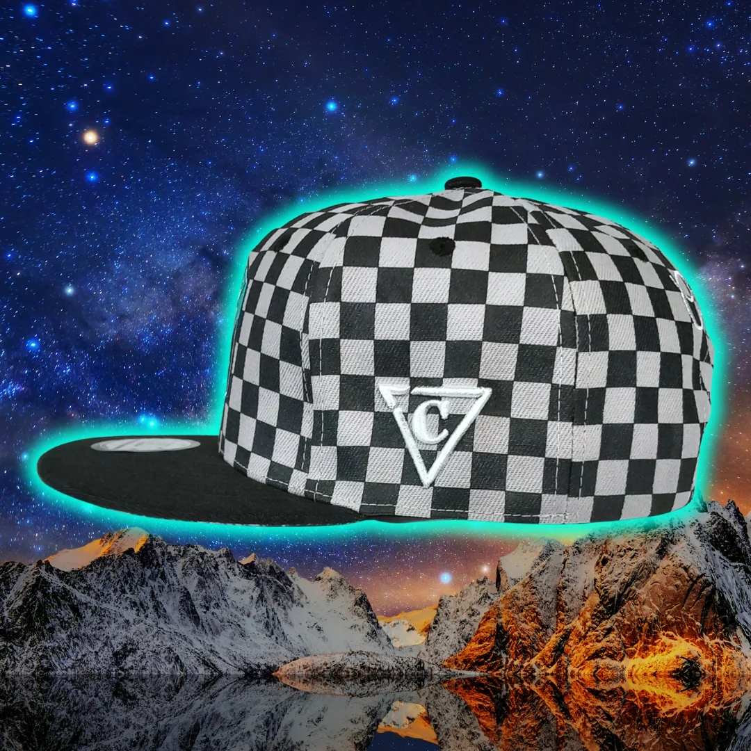 Astronaut in Space Snapback -  Checkered Pattern Black/Grey - Image 12