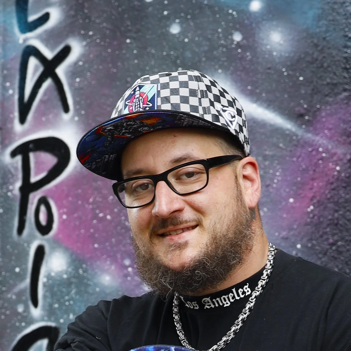 Astronaut in Space Snapback -  Checkered Pattern Black/Grey - Image 8