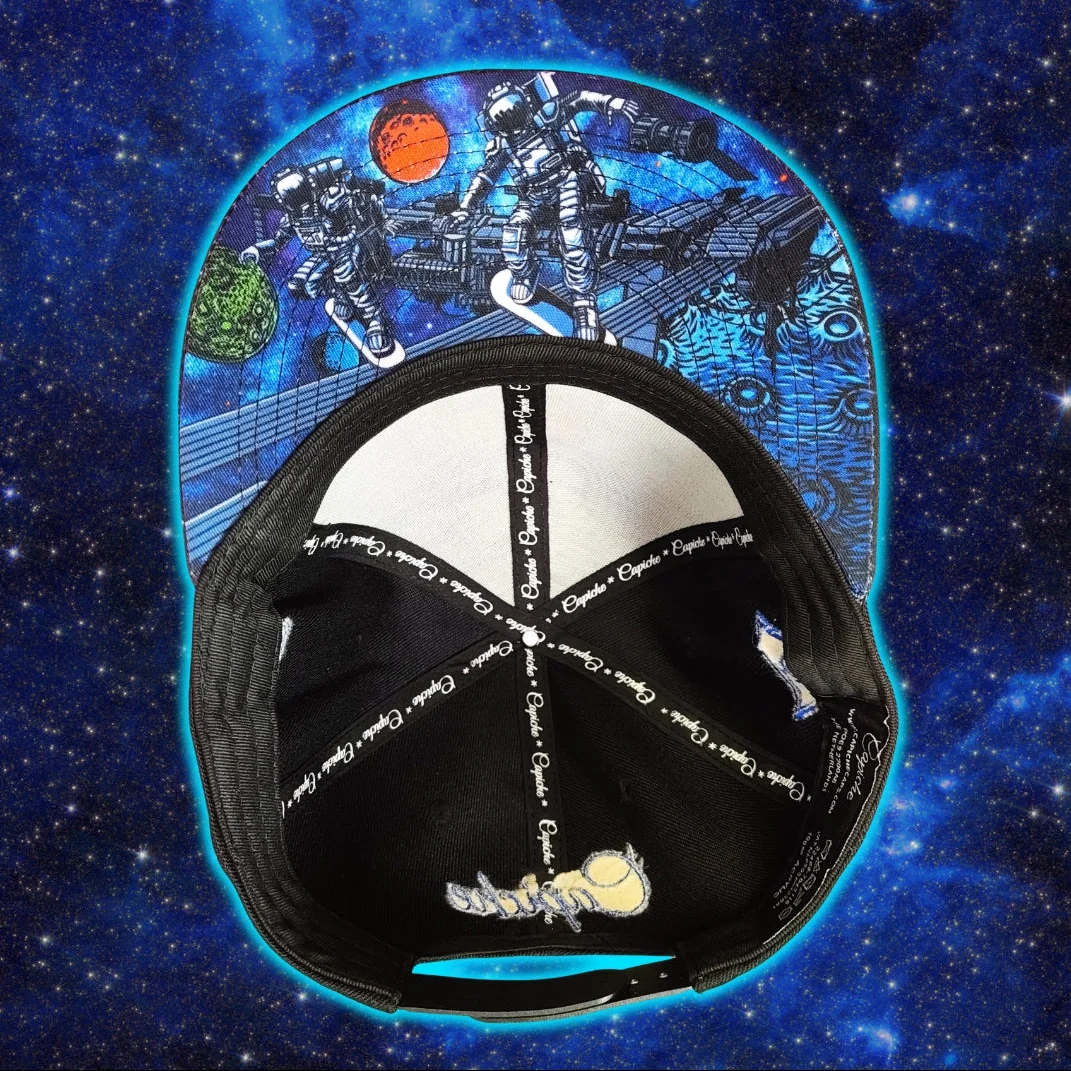 Astronaut Race Snapback - Black/Stars Pattern & Burning Meteorite - Image 10