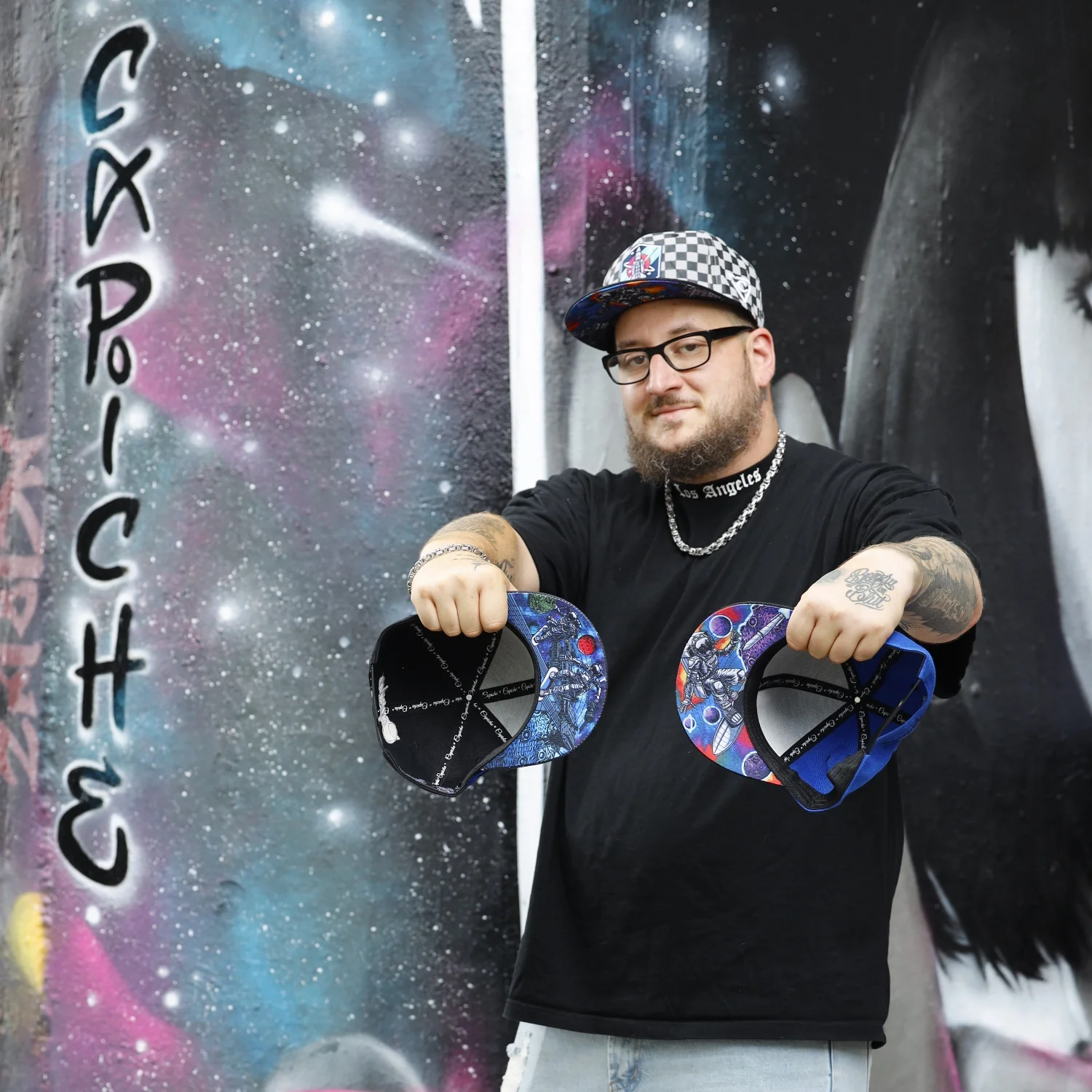 Astronaut Race Snapback - Black/Stars Pattern & Burning Meteorite - Image 2
