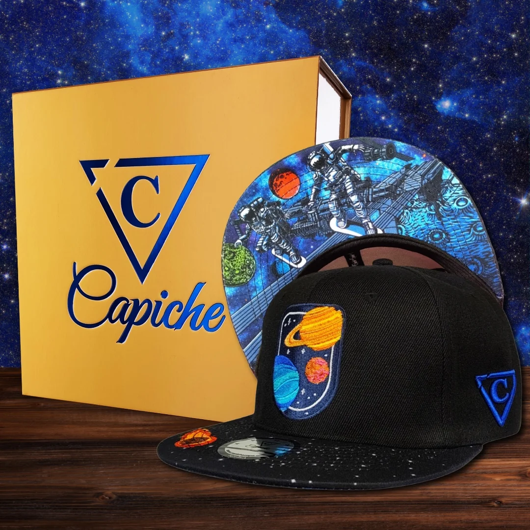 Astronaut Race Snapback - Black/Stars Pattern & Burning Meteorite - Image 3