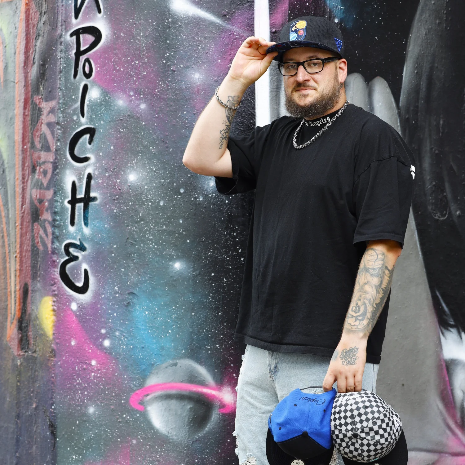 Astronaut Race Snapback - Black/Stars Pattern & Burning Meteorite - Image 4