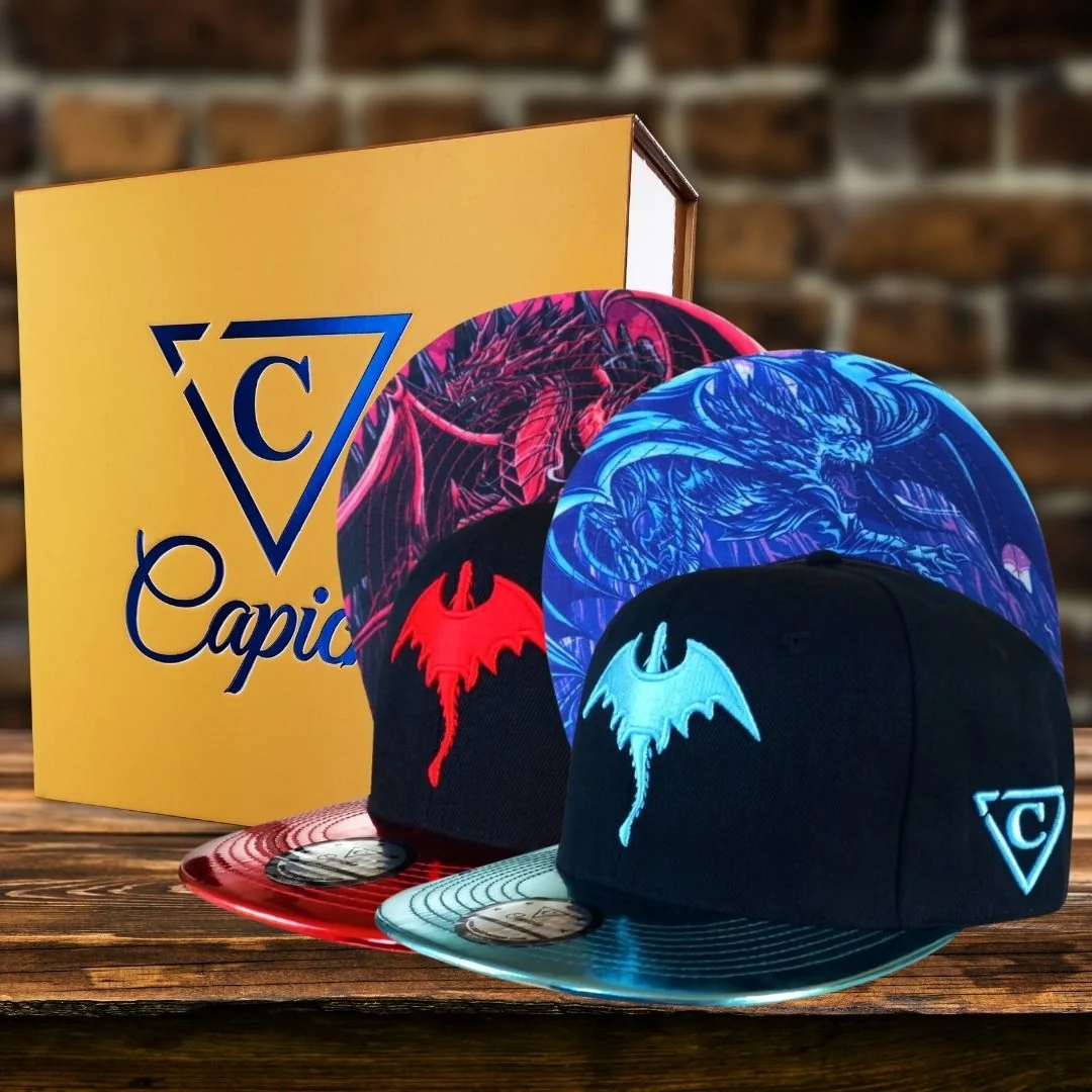 Blue & Red Dragon Metallic Snapback Set - Image 3