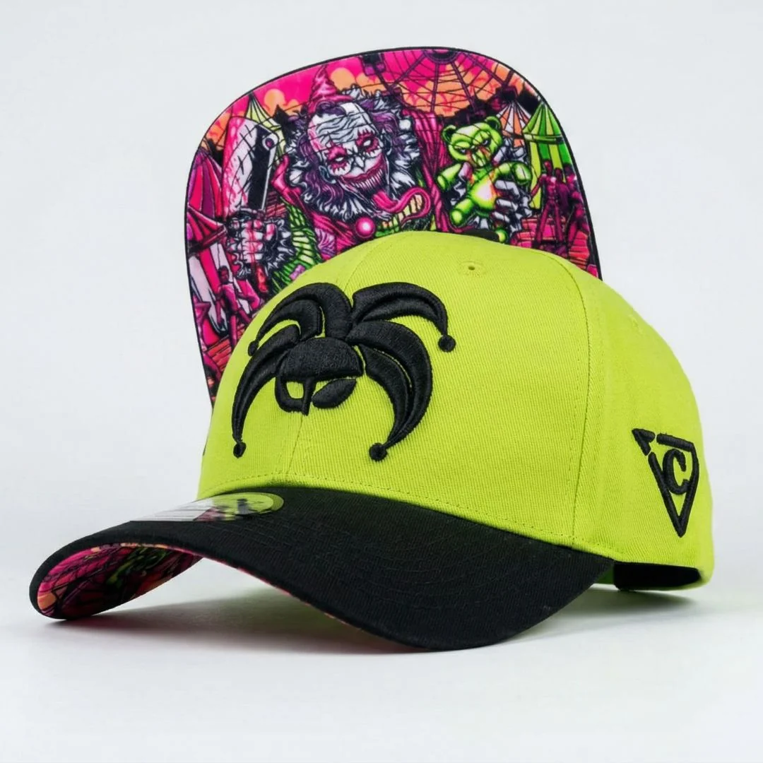 Carnival Clown Curved Baseball Cap - Neon Green - Image 8