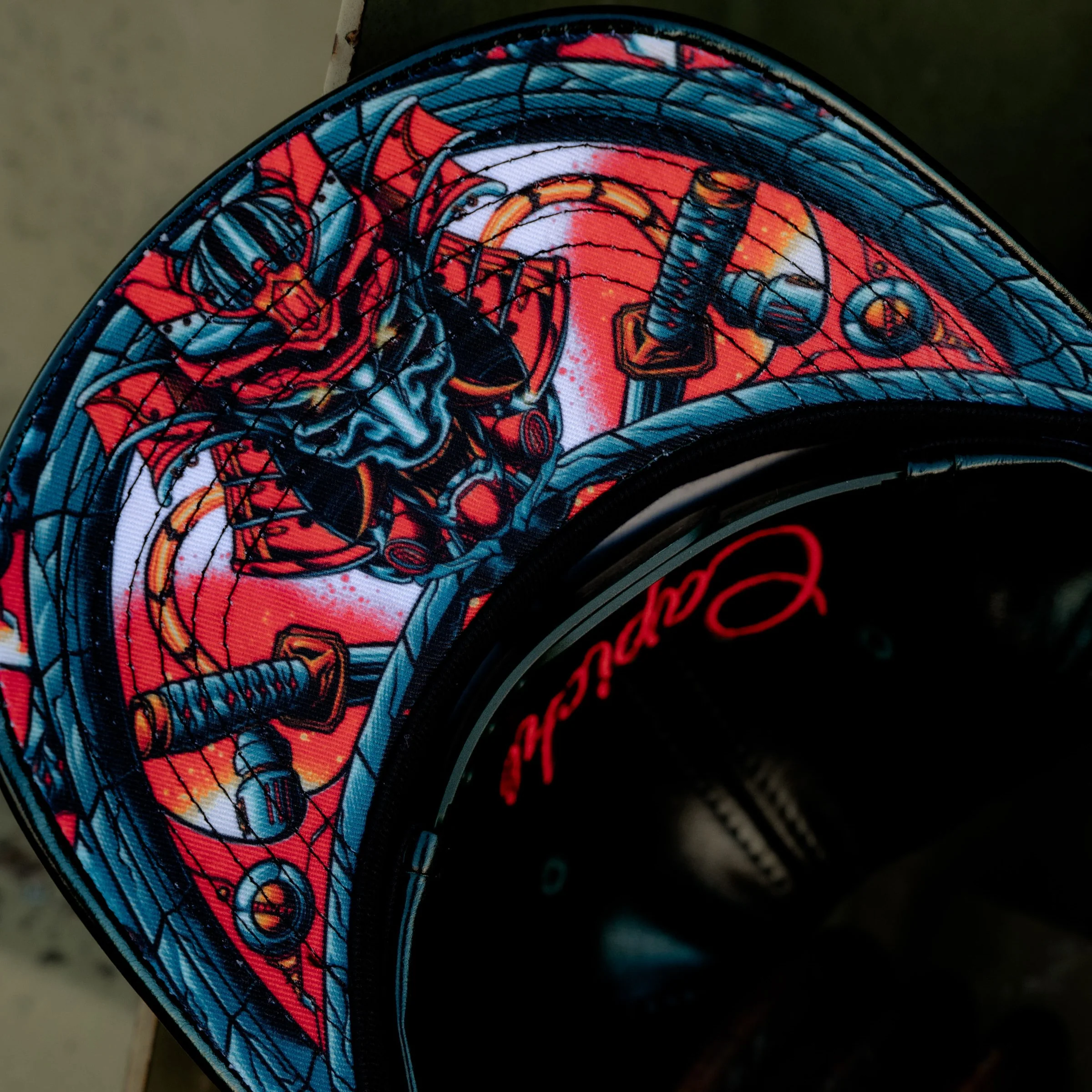 LIMITED EDITION Chrome Samurai Curved Cap - Deep Green Oil Crackling Metallic - Image 3