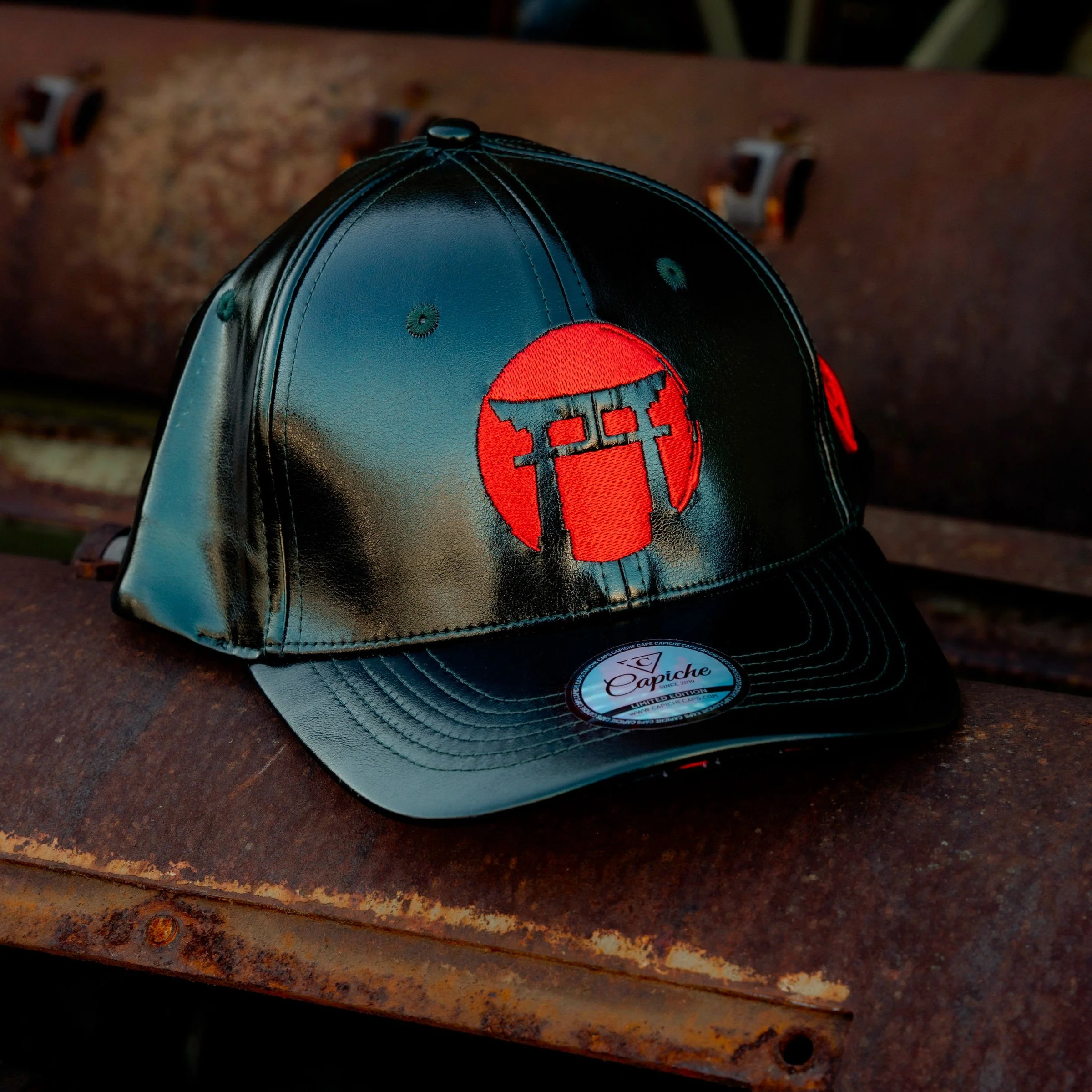 LIMITED EDITION Chrome Samurai Curved Cap - Deep Green Oil Crackling Metallic - Image 5