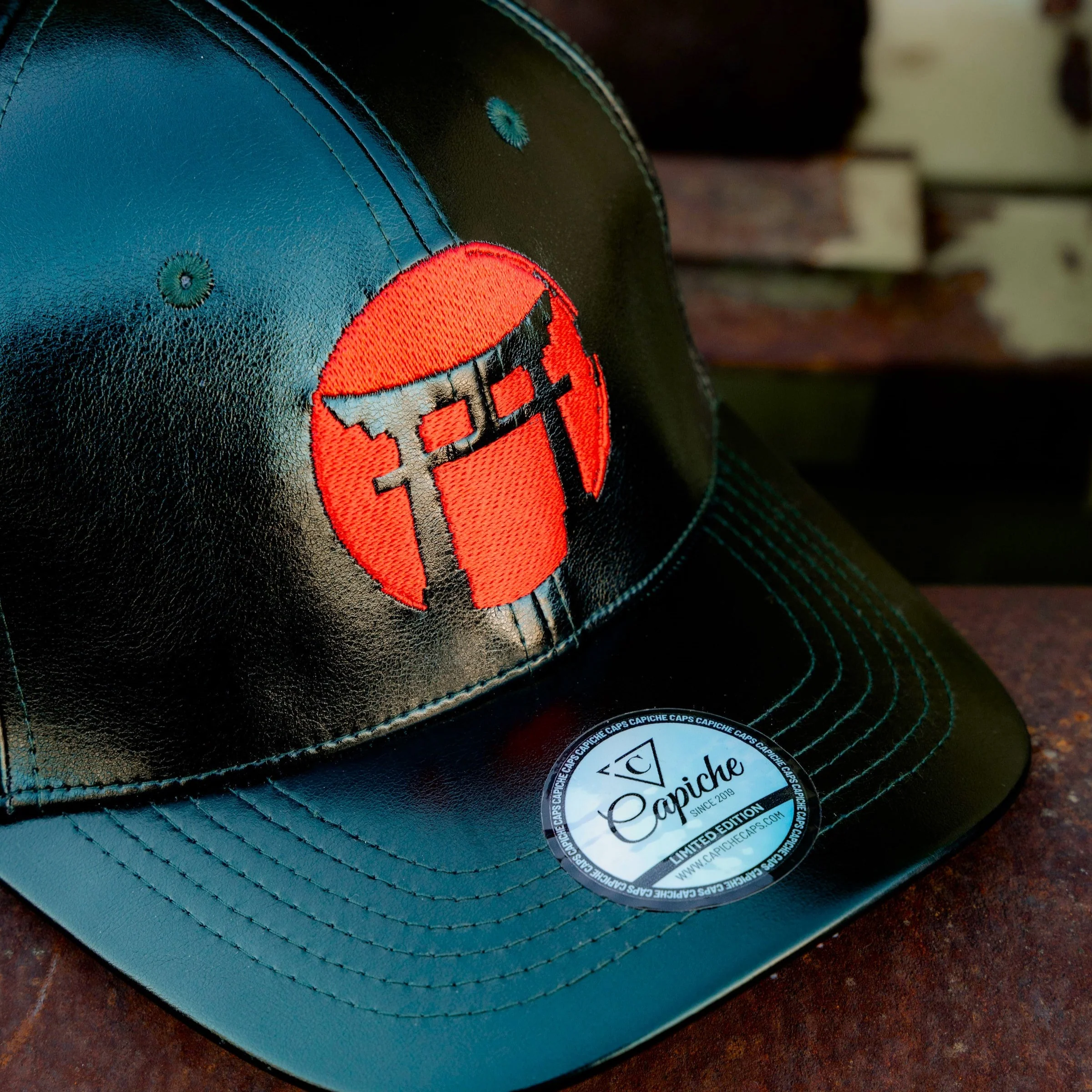 LIMITED EDITION Chrome Samurai Curved Cap - Deep Green Oil Crackling Metallic - Image 7