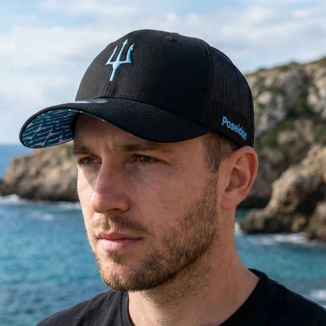 Clean Greek Poseidon Trucker Cap - Black - Image 9