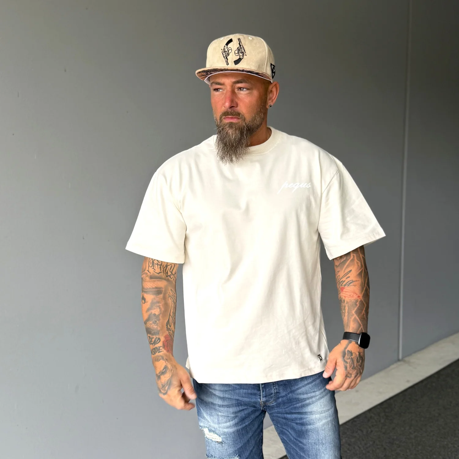 Cowboy Duel Snapback - Light Beige Suede - Image 4