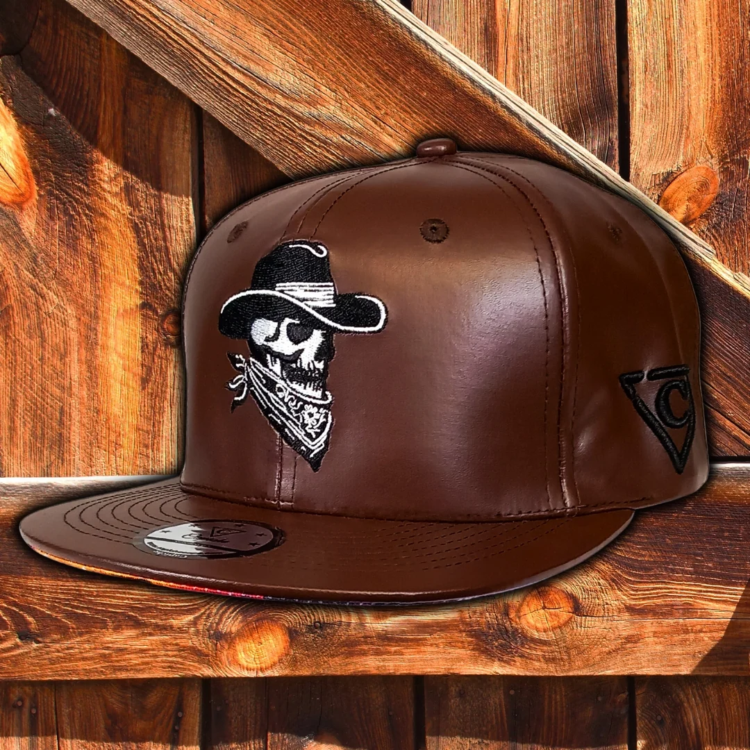 Cowboy Gang Snapback - Brown Faux Leather - Image 13