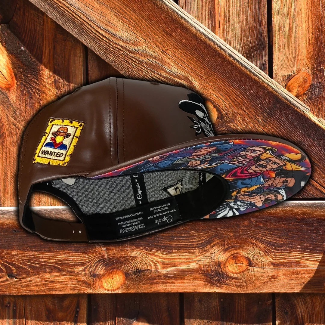 Cowboy Gang Snapback - Brown Faux Leather - Image 9