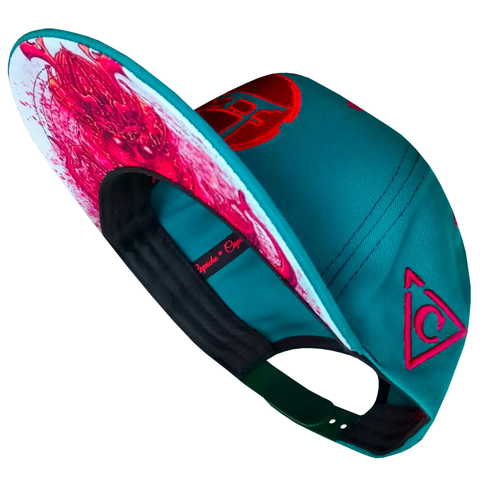 Red Samurai Snapback - Green Petrol/Red Stitches - Image 9
