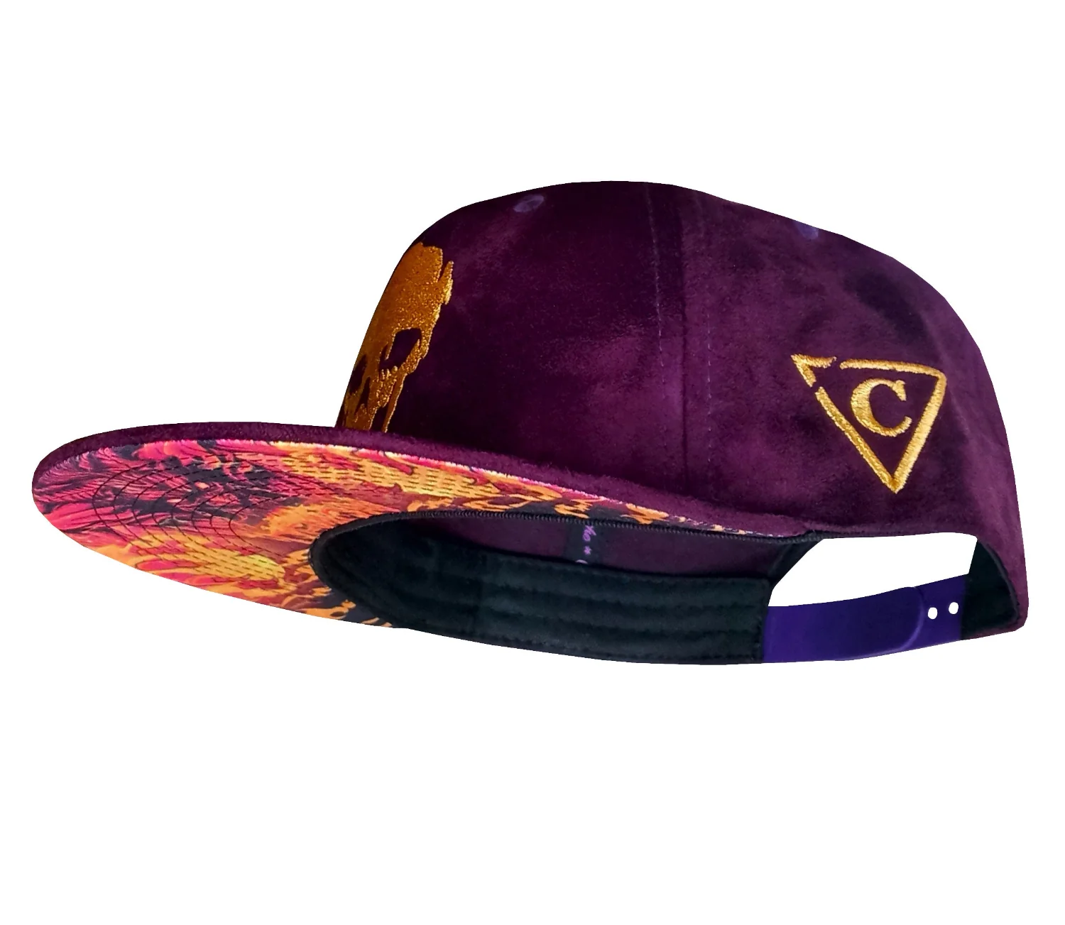 Demon Snapback - Purple Suede & Golden Thread - Image 12