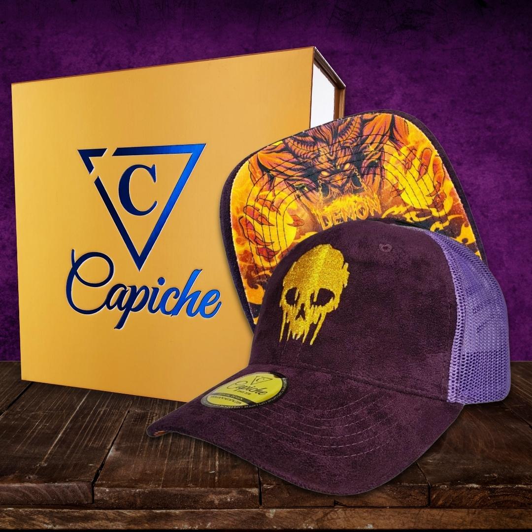 Demon Trucker Cap - Purple Suede & Golden Thread - Image 2