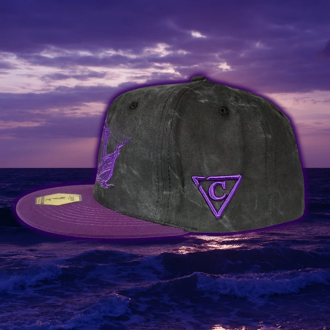 Full Moon Attack Snapback - Washed Dark Grey/Purple - Image 15