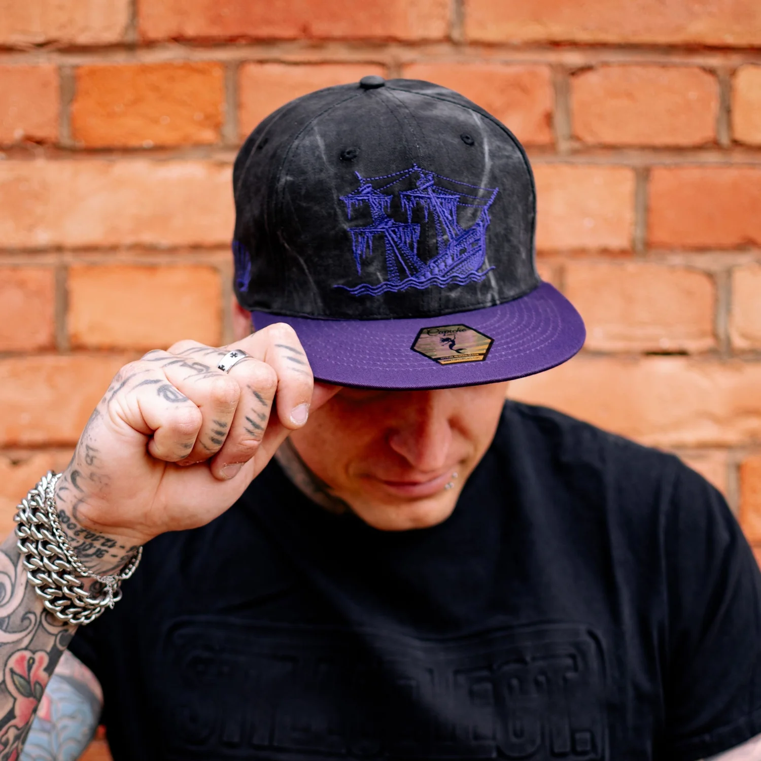 Full Moon Attack Snapback - Washed Dark Grey/Purple - Image 4