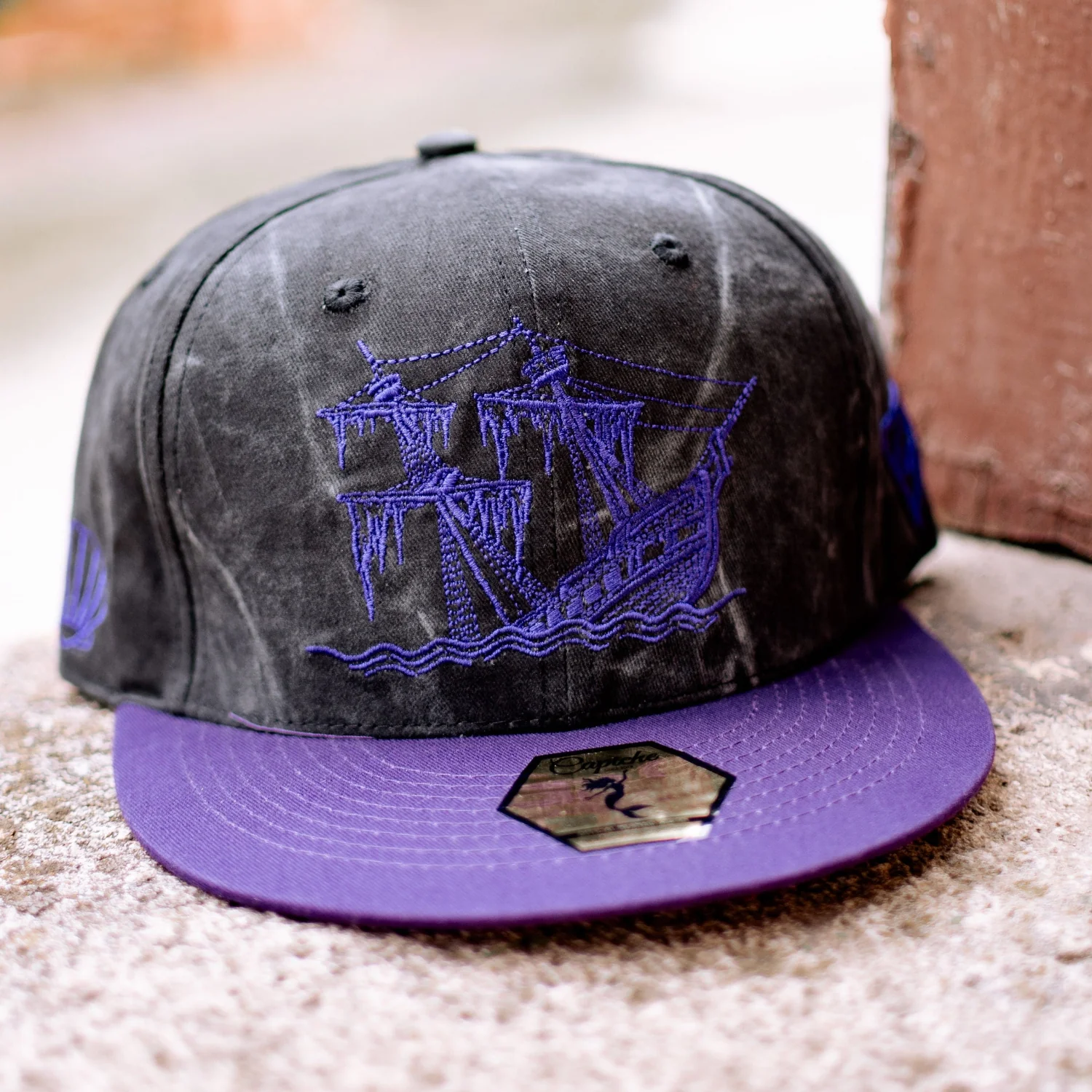 Full Moon Attack Snapback - Washed Dark Grey/Purple - Image 5