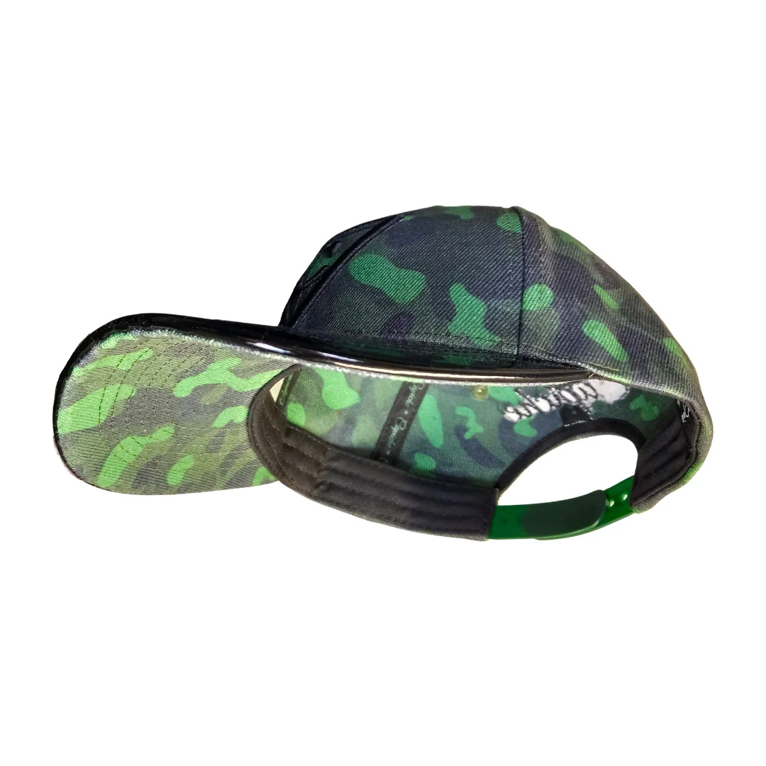 Green Camo Curved Cap Child Size - Green/Black Metallic - Image 12