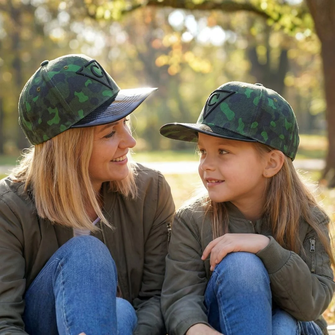 Green Camo Curved Cap Child Size - Green/Black Metallic - Image 7
