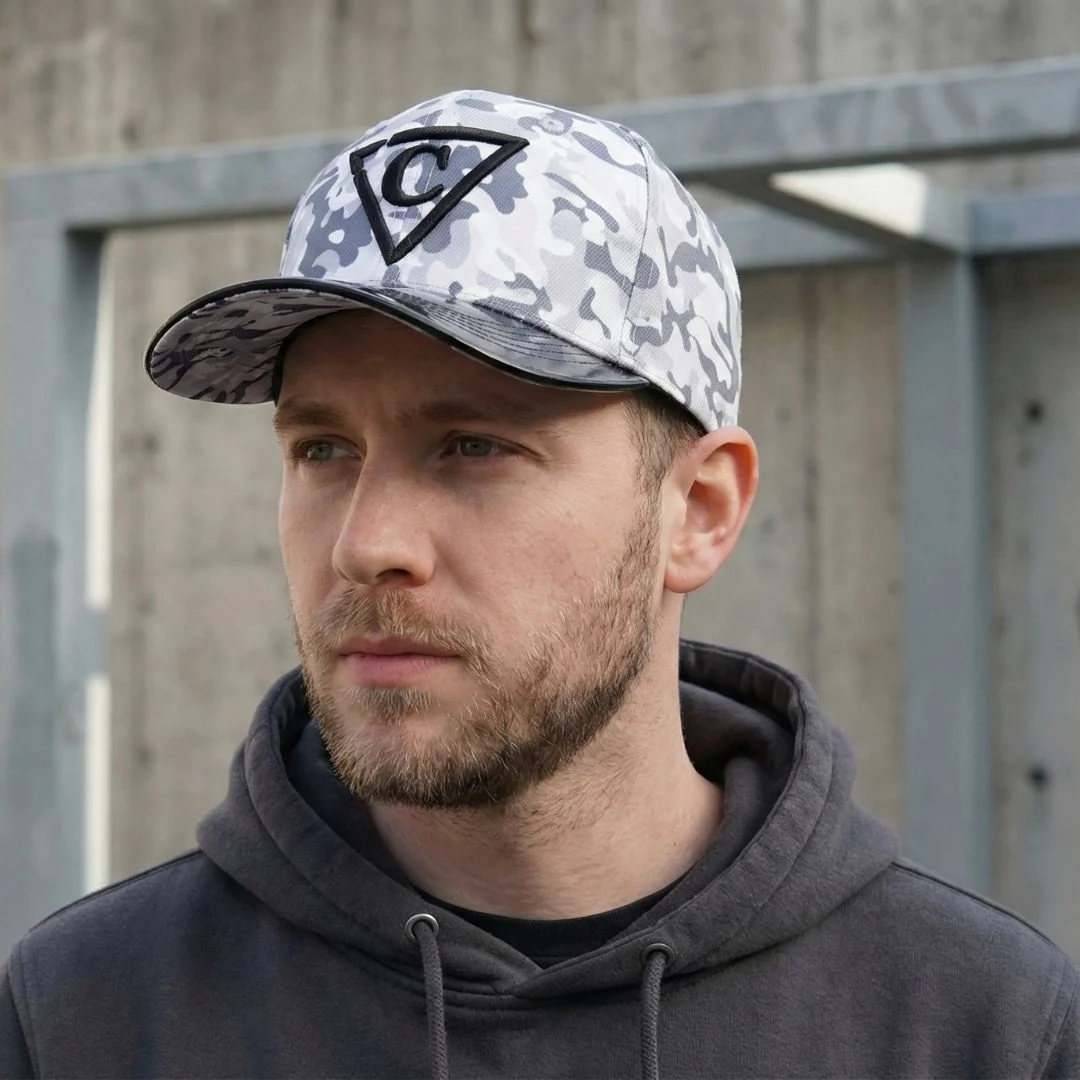 Grey Camo Curved Baseball Cap - Grey - Image 6