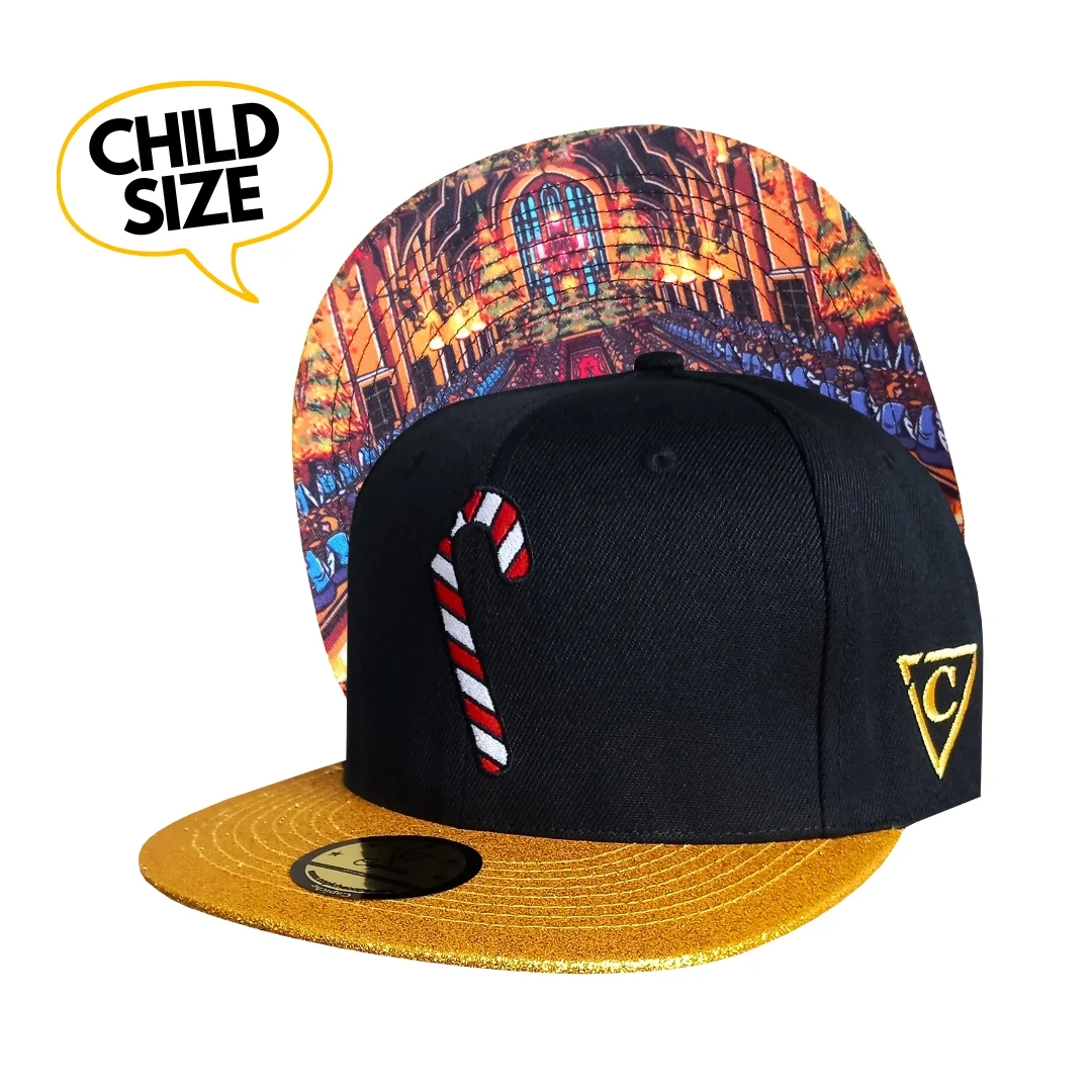 Holiday Feast Snapback Child Size - Black/Gold Glitter