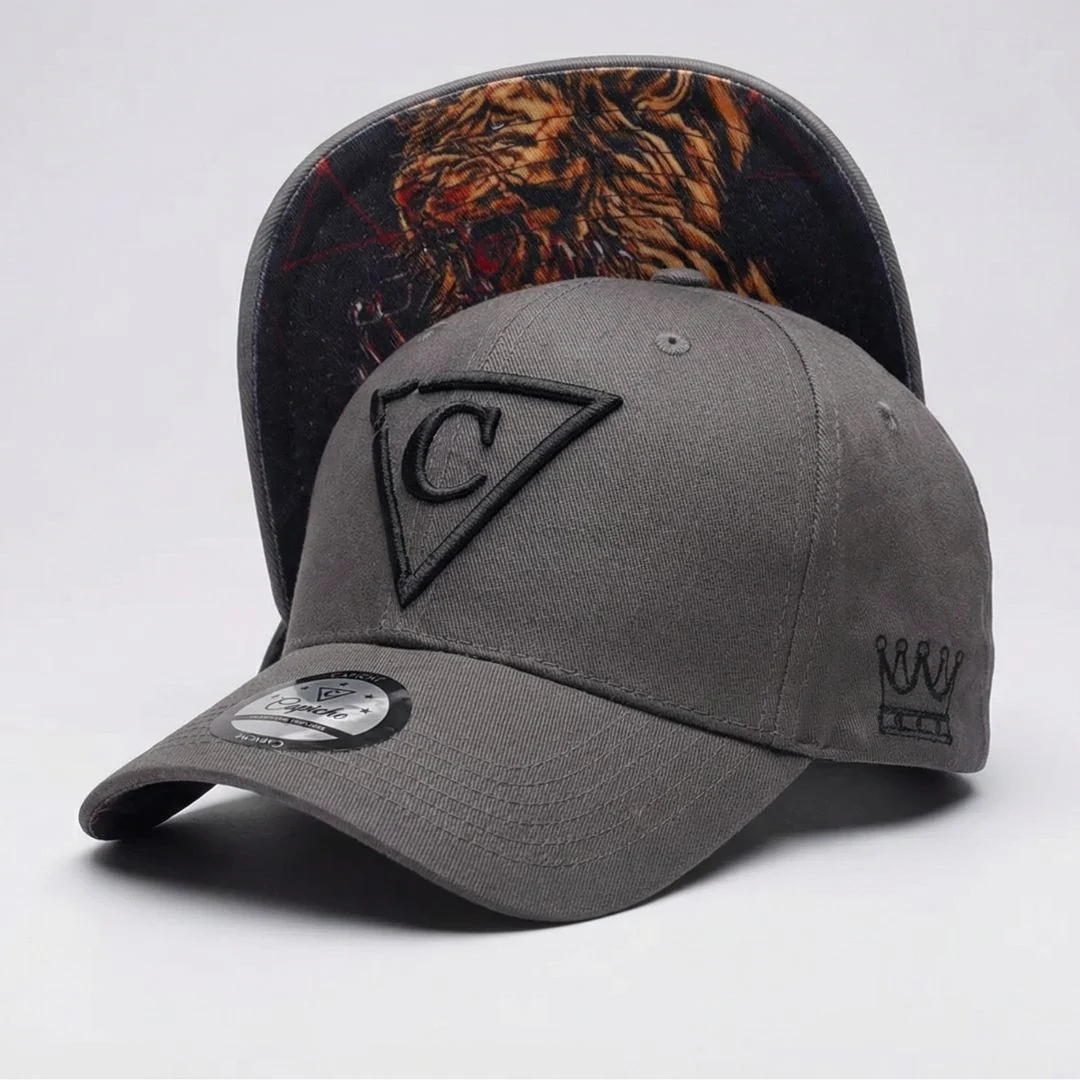 Hungry Lion Curved Baseball Cap - Grey - Image 8