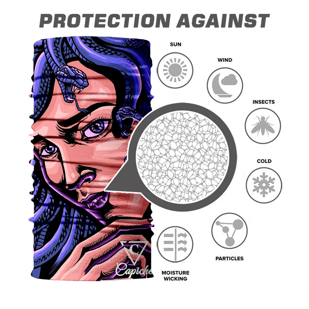 Medusa Biker Mask - Purple/Beige - Image 4