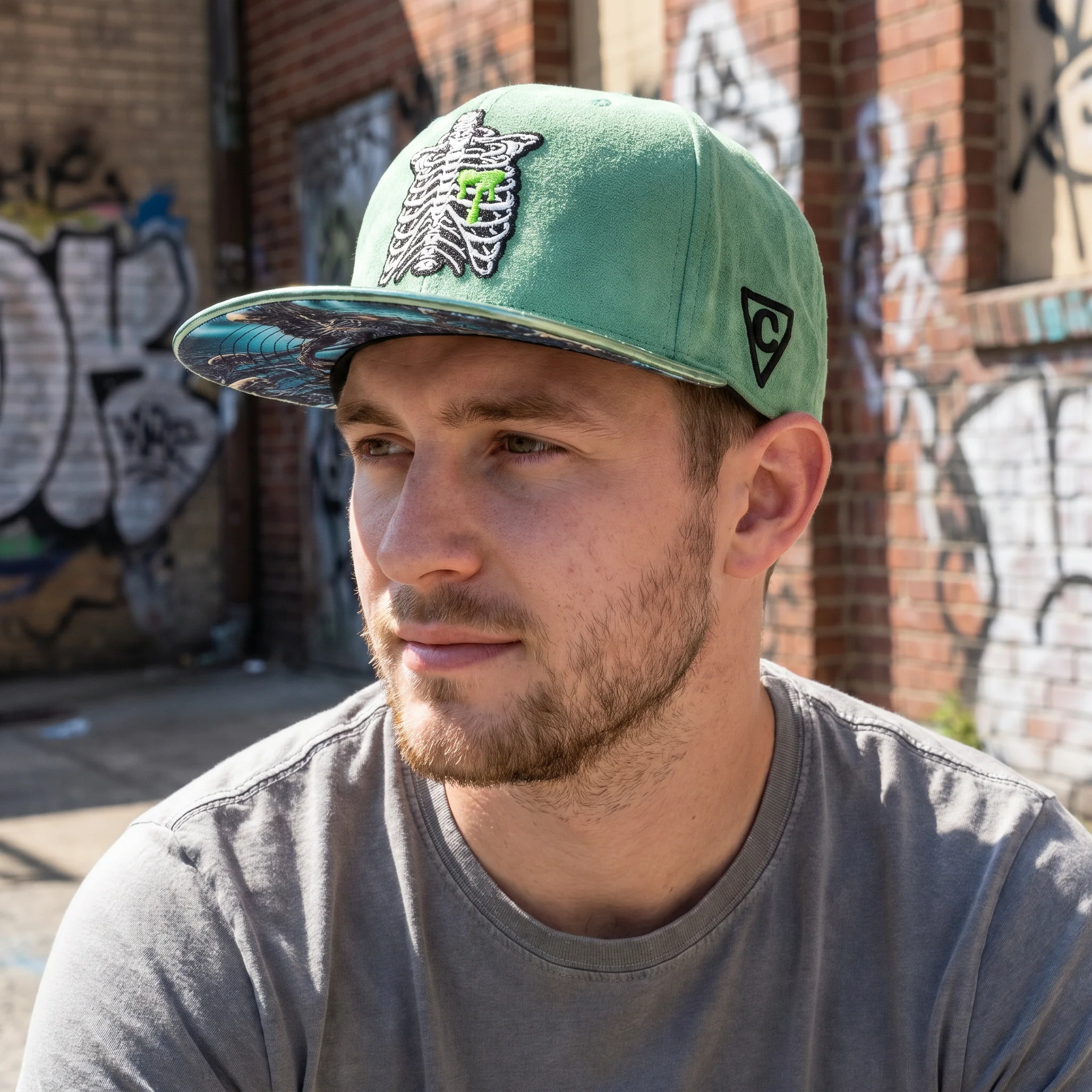 Monster Venom Snapback - Light Green Suede/Crackling Metallic - Image 5