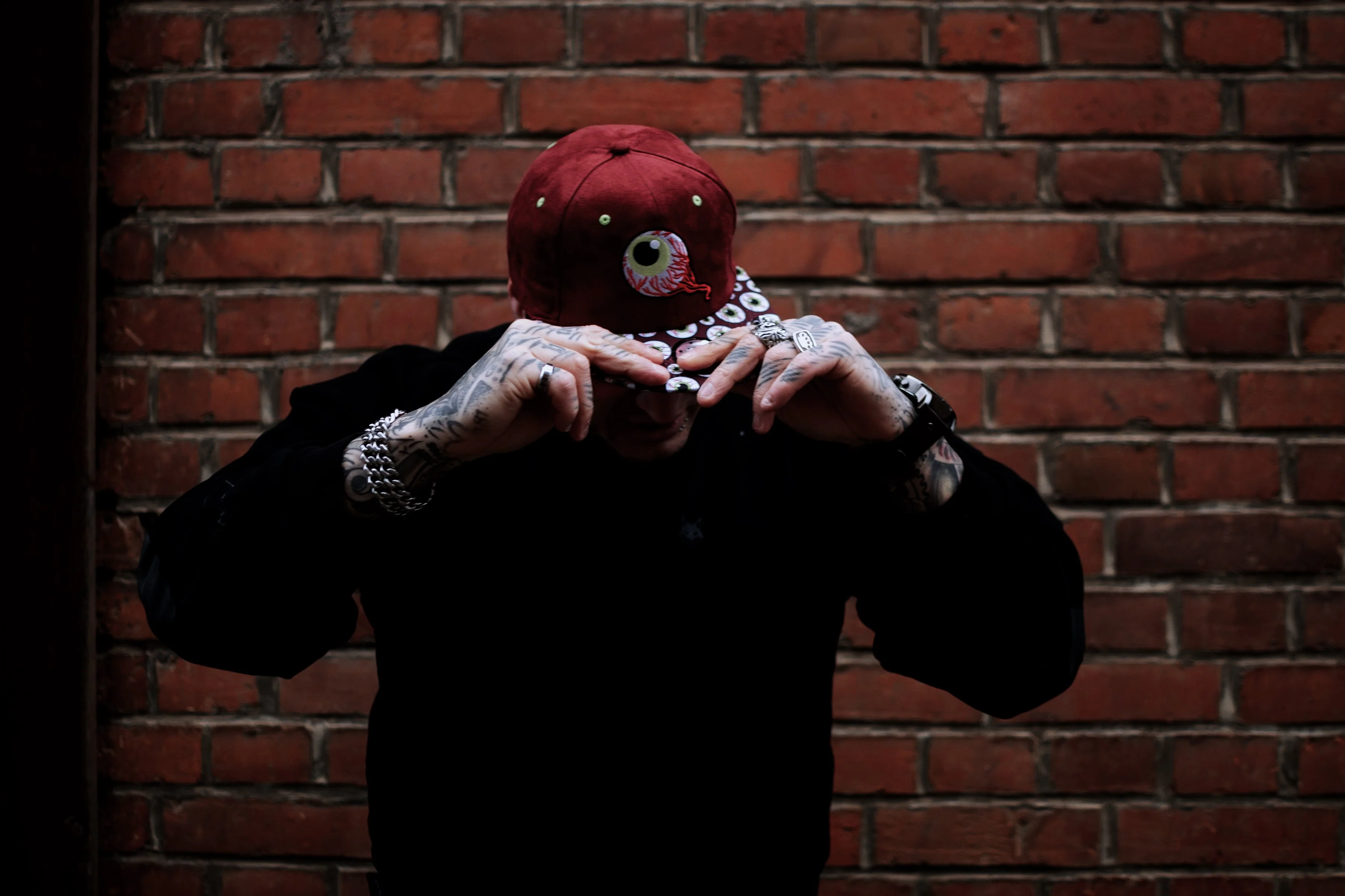 LIMITED EDITION Monster Vision Snapback - Dark Maroon Suede with Eyes - Image 10
