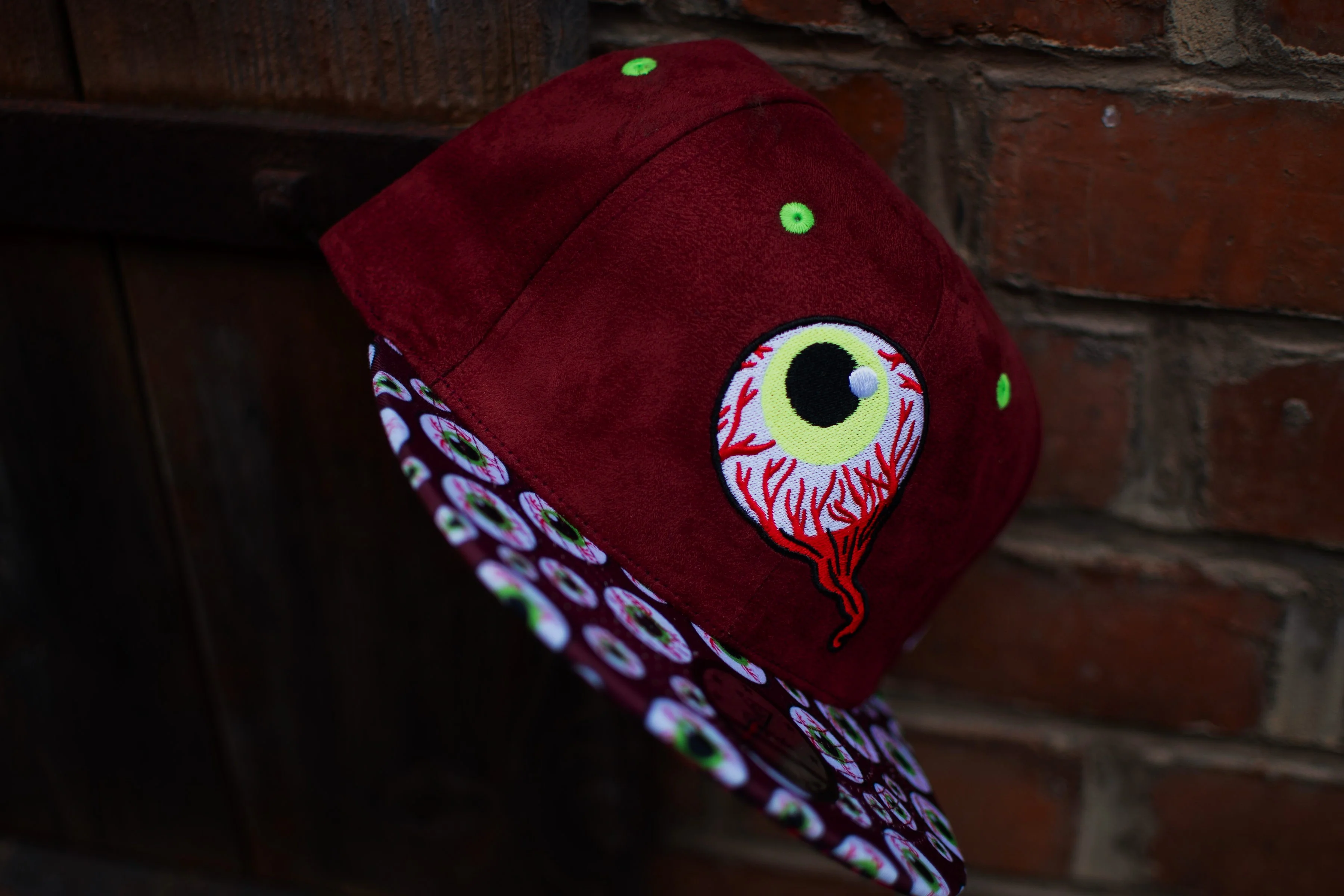 LIMITED EDITION Monster Vision Snapback - Dark Maroon Suede with Eyes - Image 13
