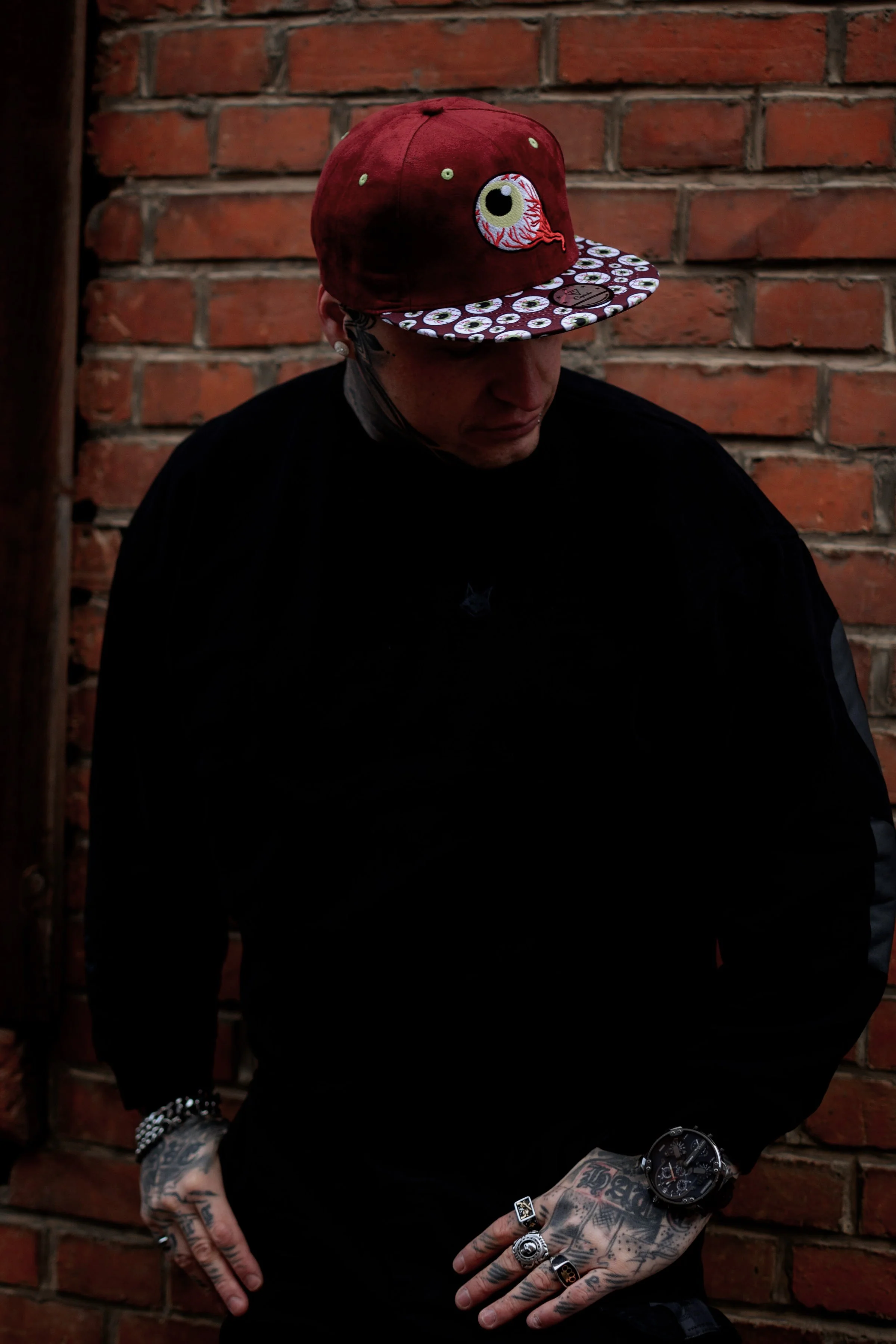 LIMITED EDITION Monster Vision Snapback - Dark Maroon Suede with Eyes - Image 14