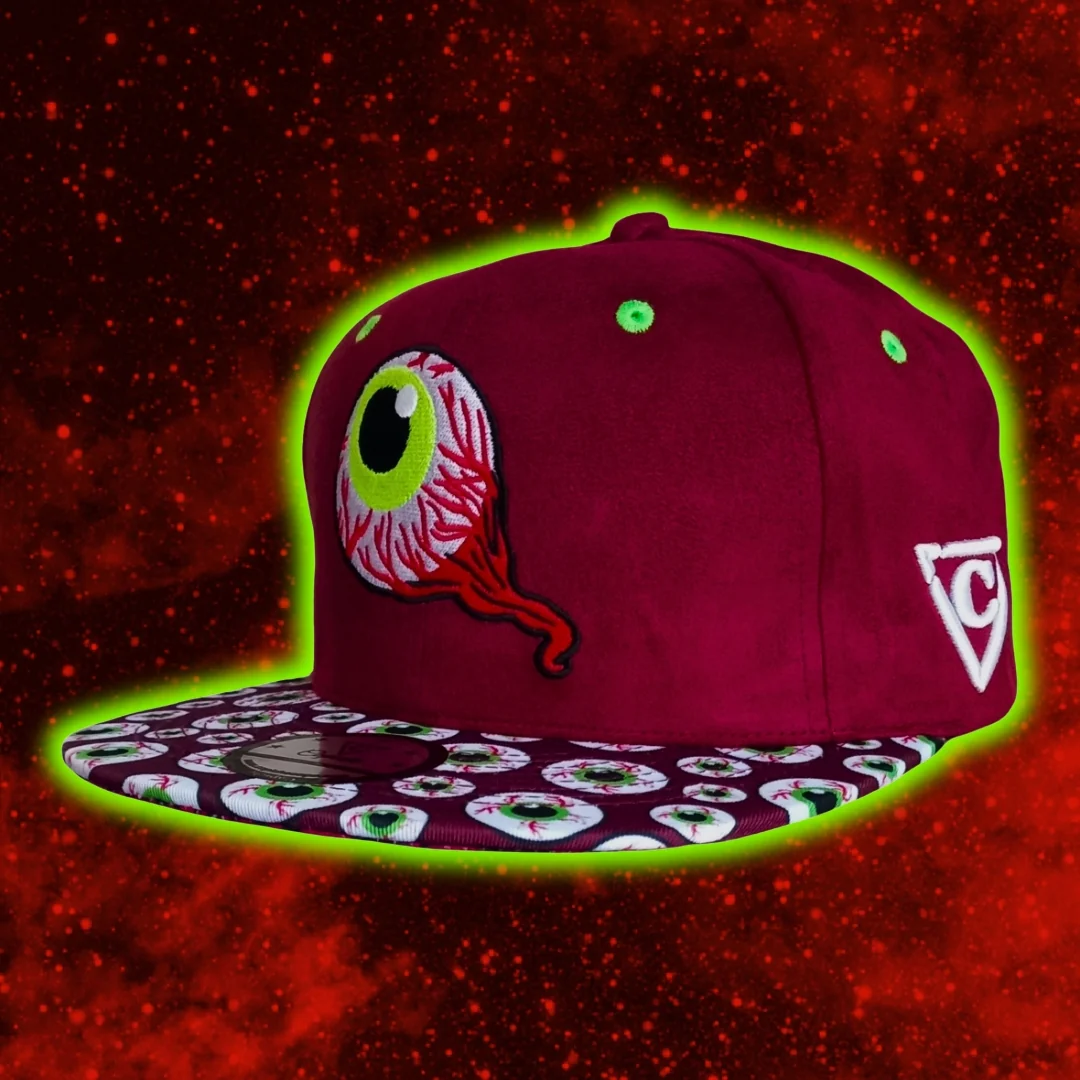 LIMITED EDITION Monster Vision Snapback - Dark Maroon Suede with Eyes - Image 18