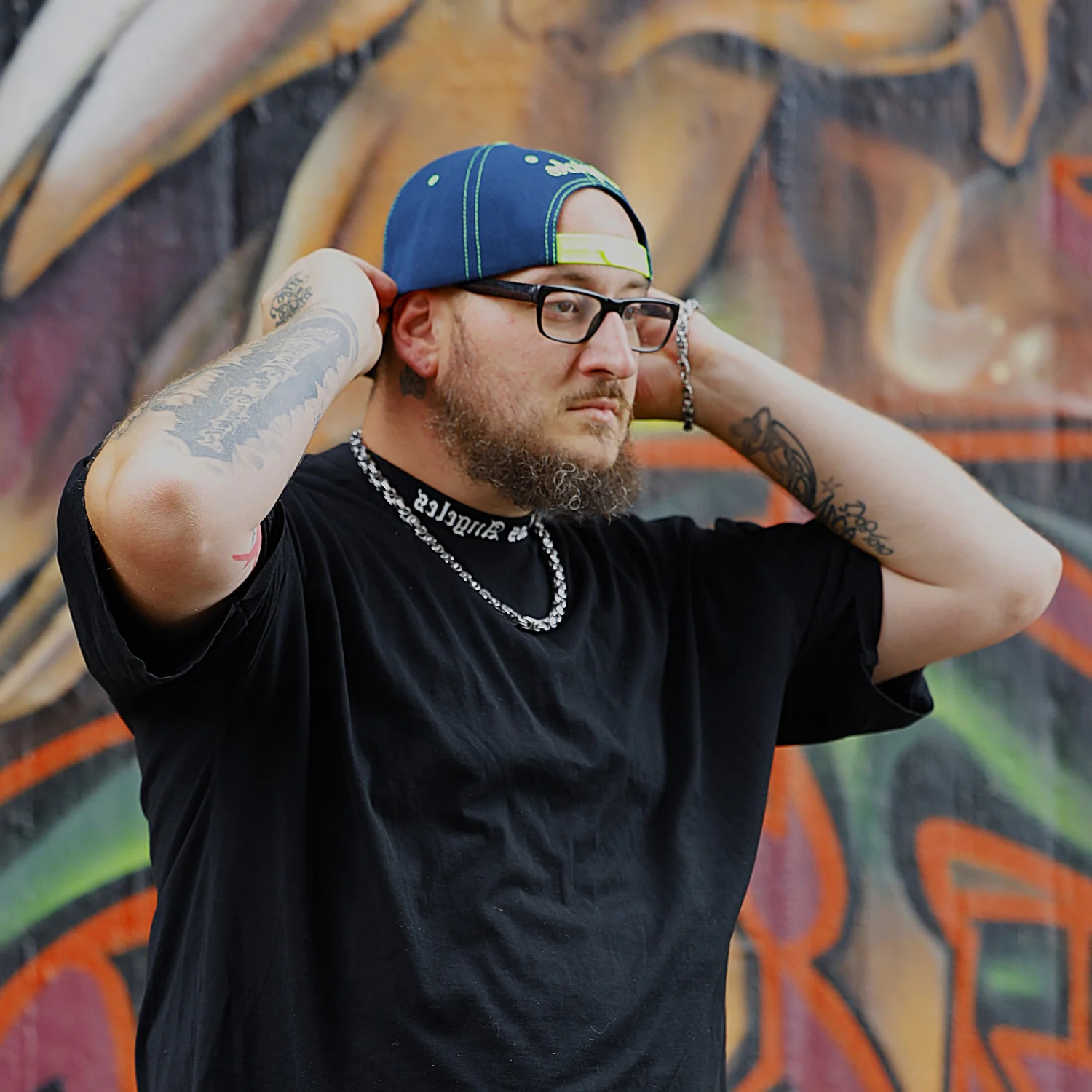 Night Owl Curved Cap - Night Blue/Neon Green Stitching - Image 5