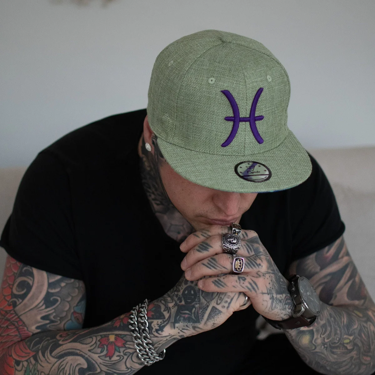 Pisces Snapback - Pale Green Thick Cotton - Image 10