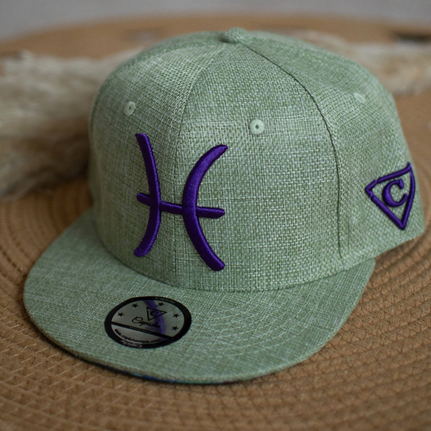 Pisces Snapback - Pale Green Thick Cotton - Image 13