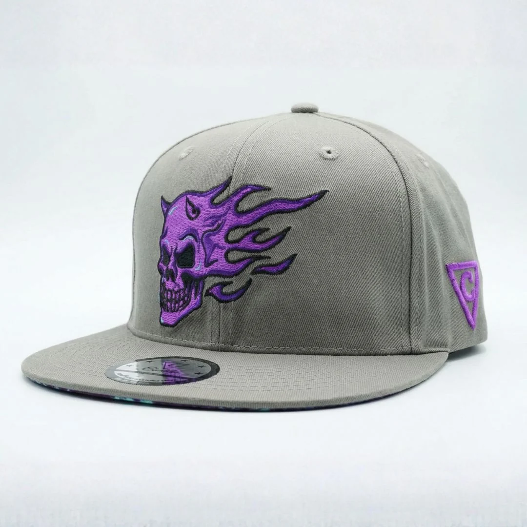 Purple Skull Snapback - Grey - Image 7