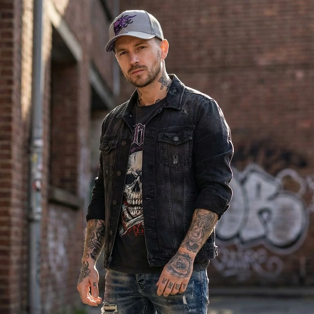 Purple Skull Trucker Cap - Grey - Image 3