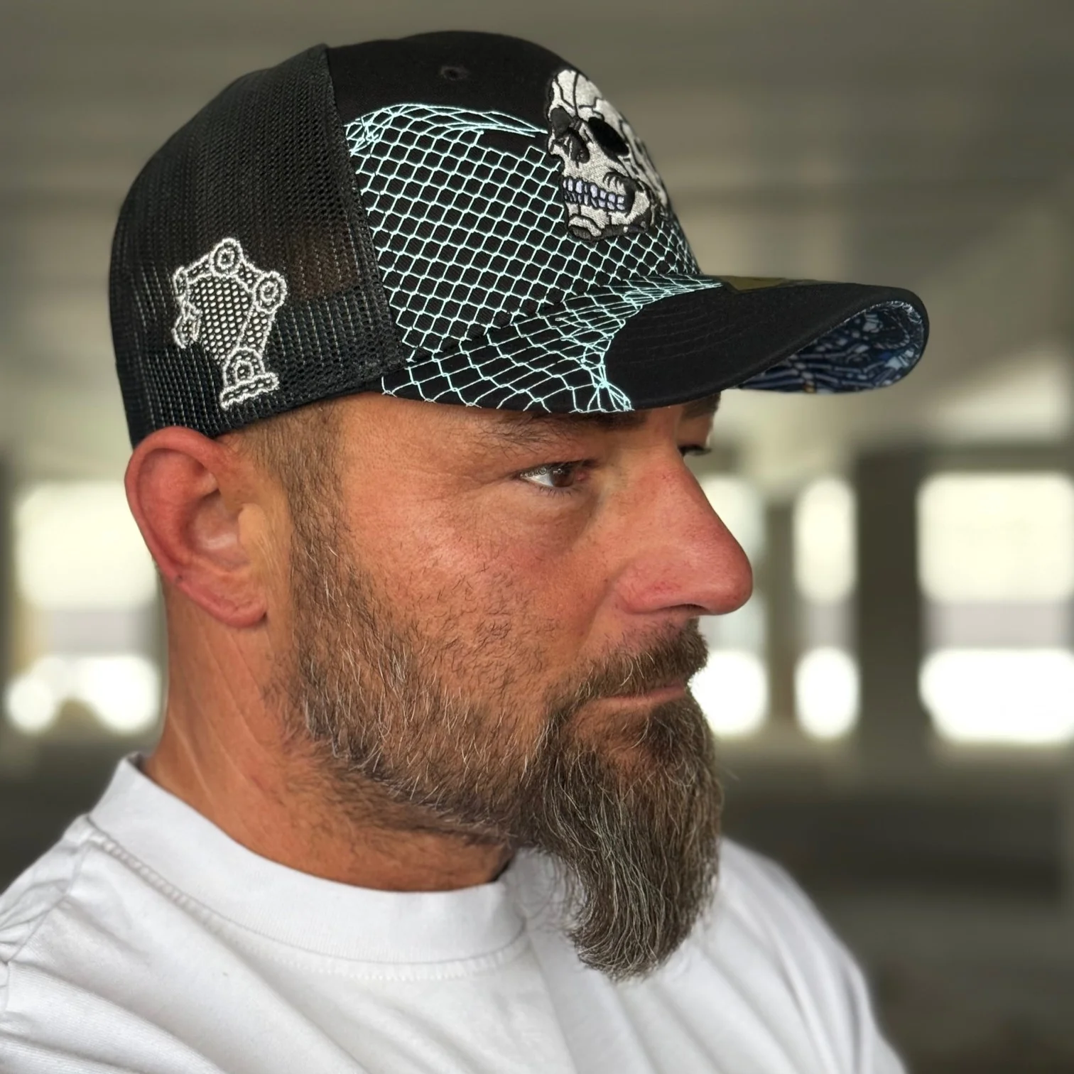Robot Skull Trucker Cap - Black/Wired Grey - Image 11