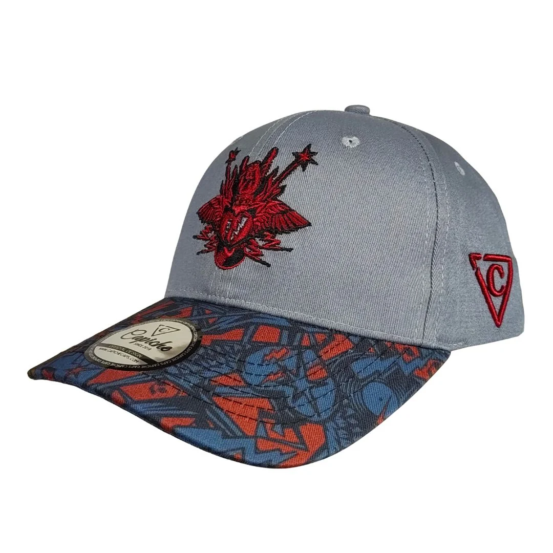 Rock On Curved Cap - Grey/Red - Image 10