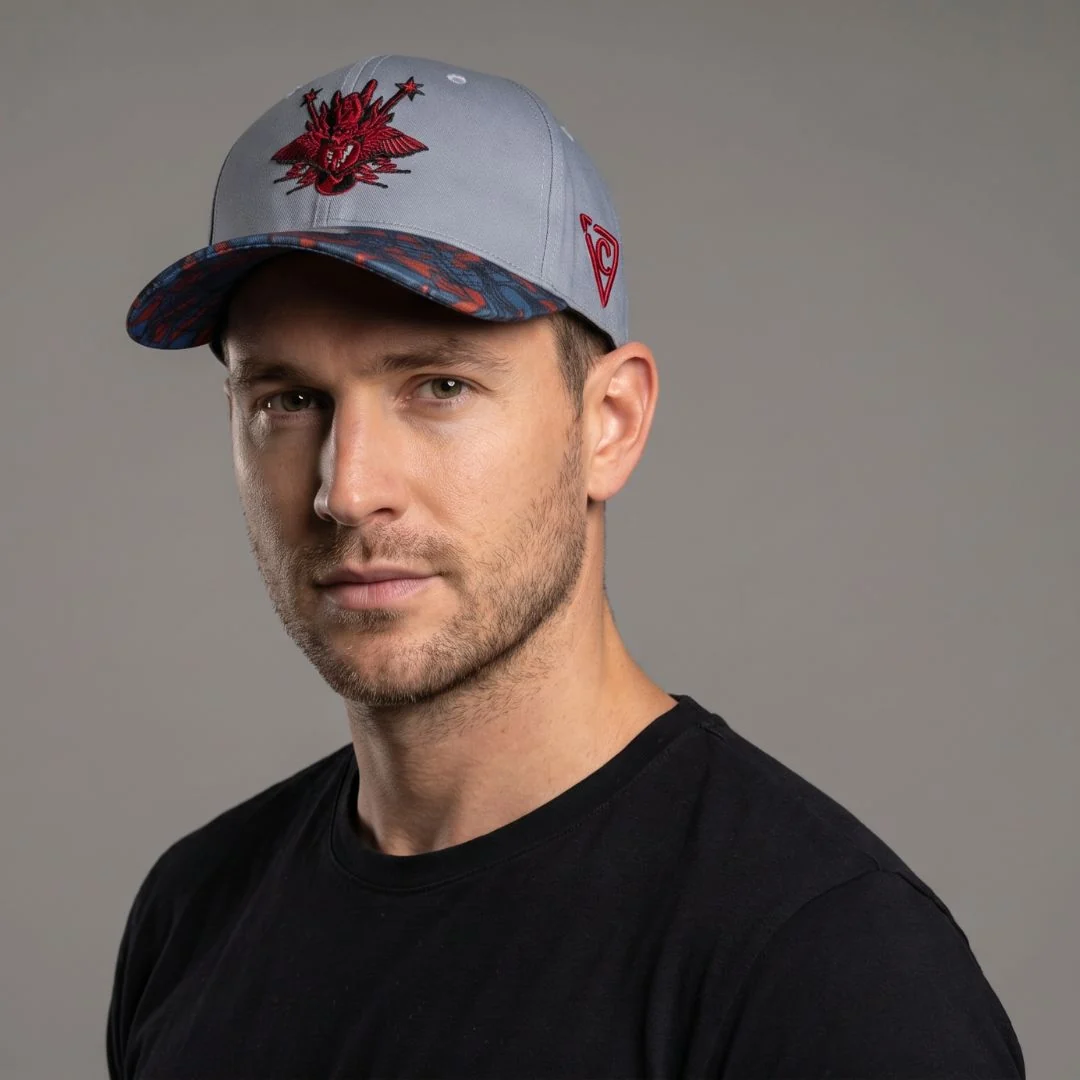 Rock On Curved Cap - Grey/Red - Image 6