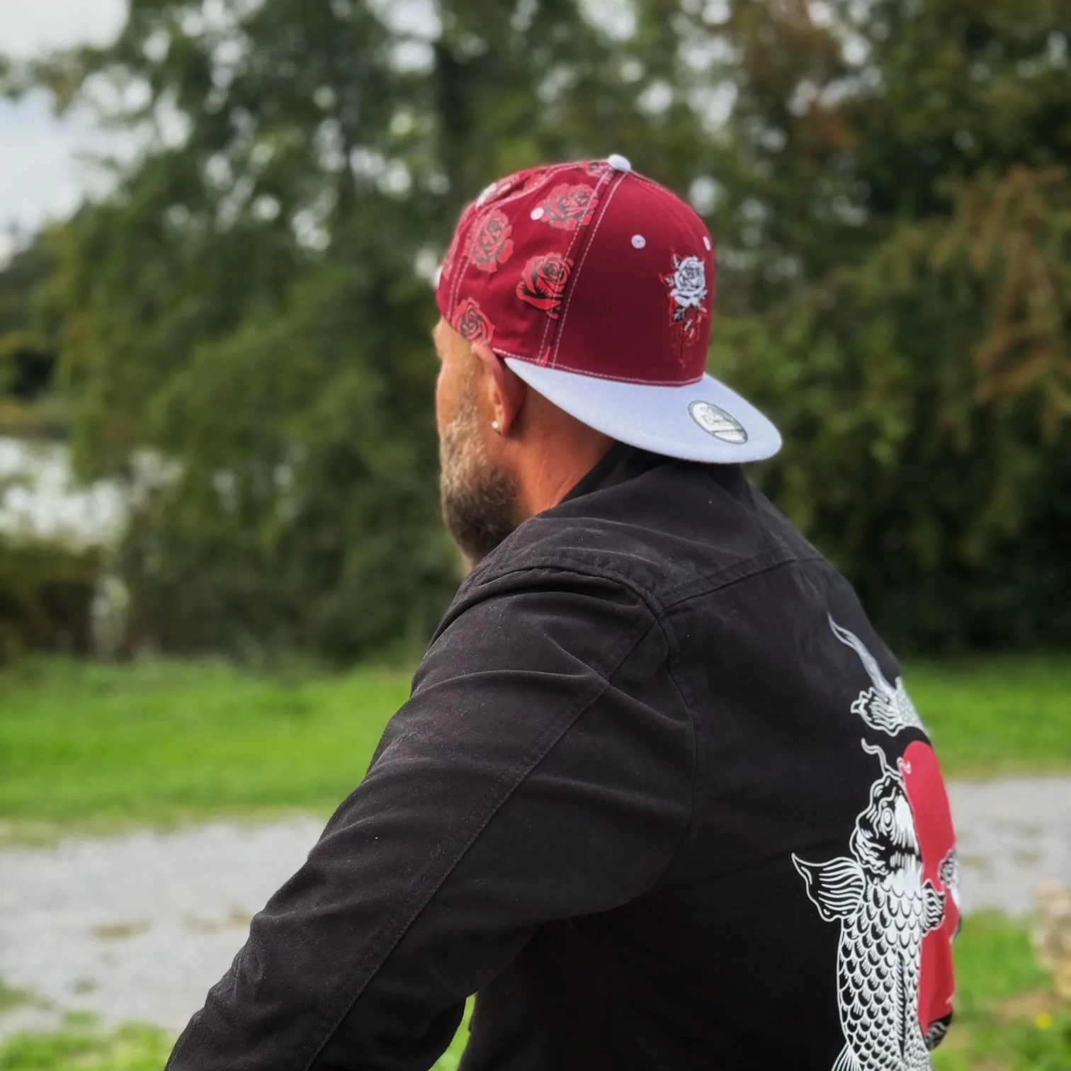 Roses Snapback - Red Rose Print/White - Image 10
