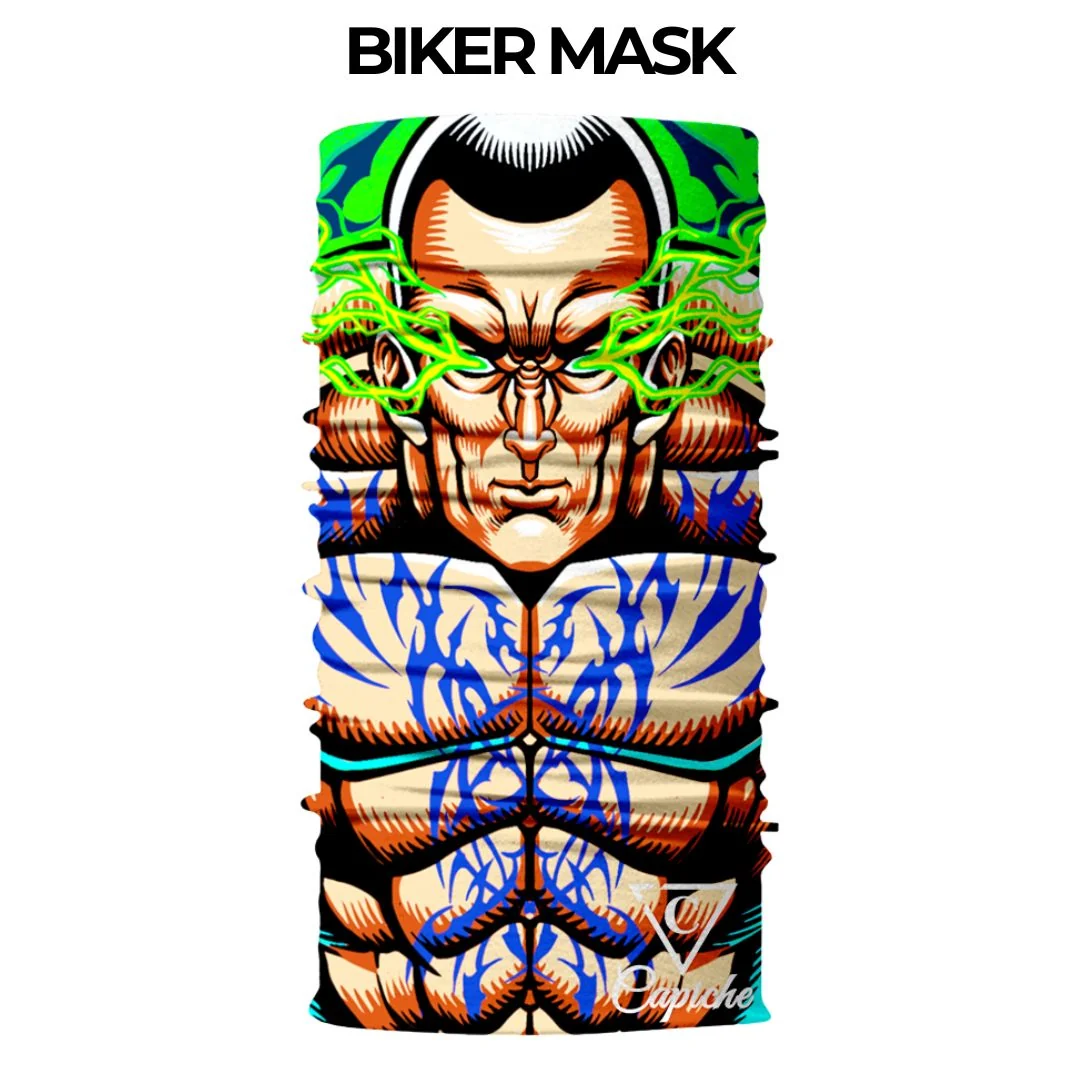 Tattooed Biker Mask - Beige/Green - Image 5