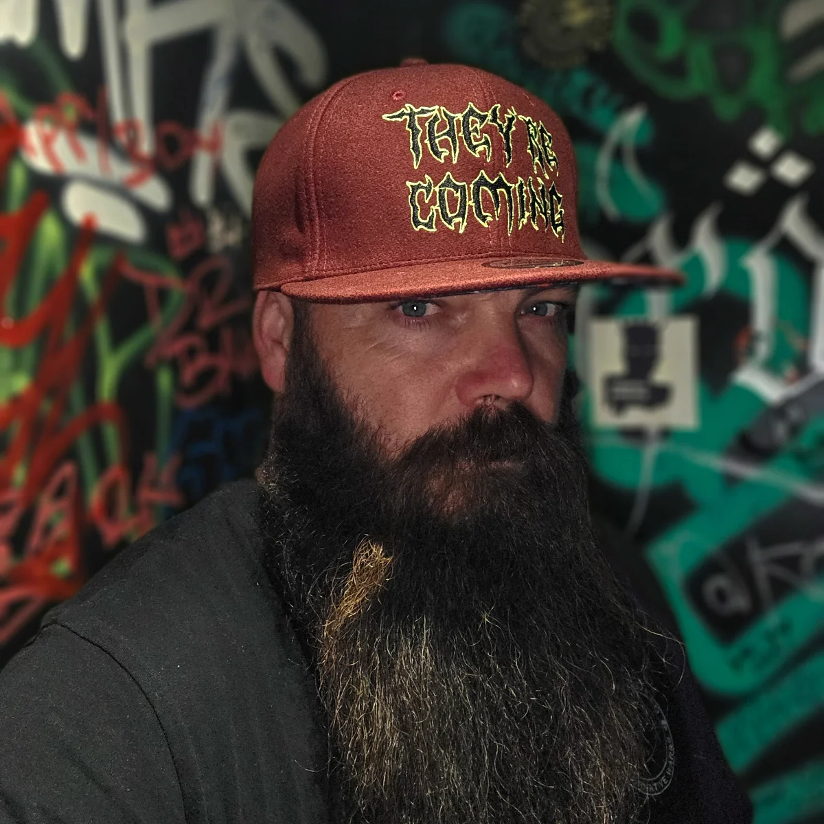 They're Coming Snapback - Rust Red Felt Fabric - Image 7