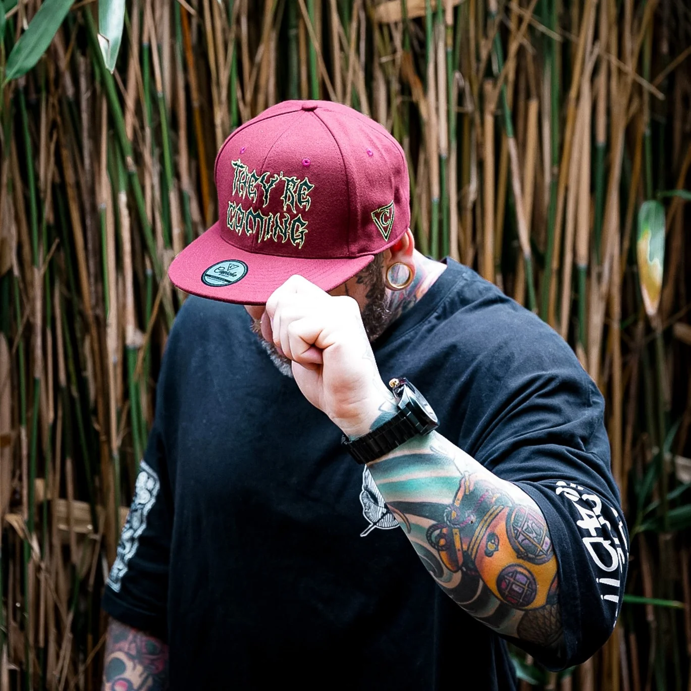 They're Coming Snapback - Rust Red Felt Fabric - Image 8